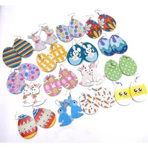 Faux Leather Easter Earrings - 16 Pairs